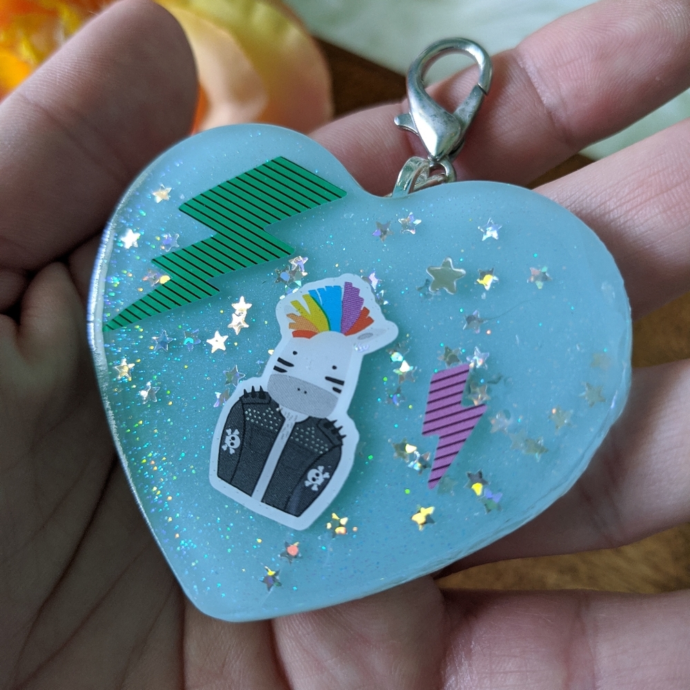 🌈BOGO🌈 Resin Keychain - Punk Zebra - Picture 4 of 5